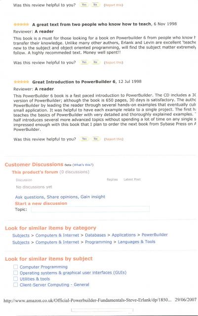 Reviews of Craig's Book for sale on Amazon