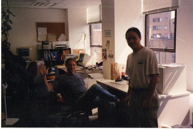 Joey Rudisill (seated) a programmer