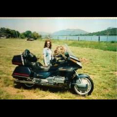 With Mummy, his biker chick