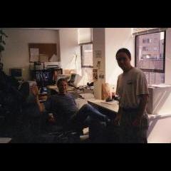 Joey Rudisill (seated) a programmer